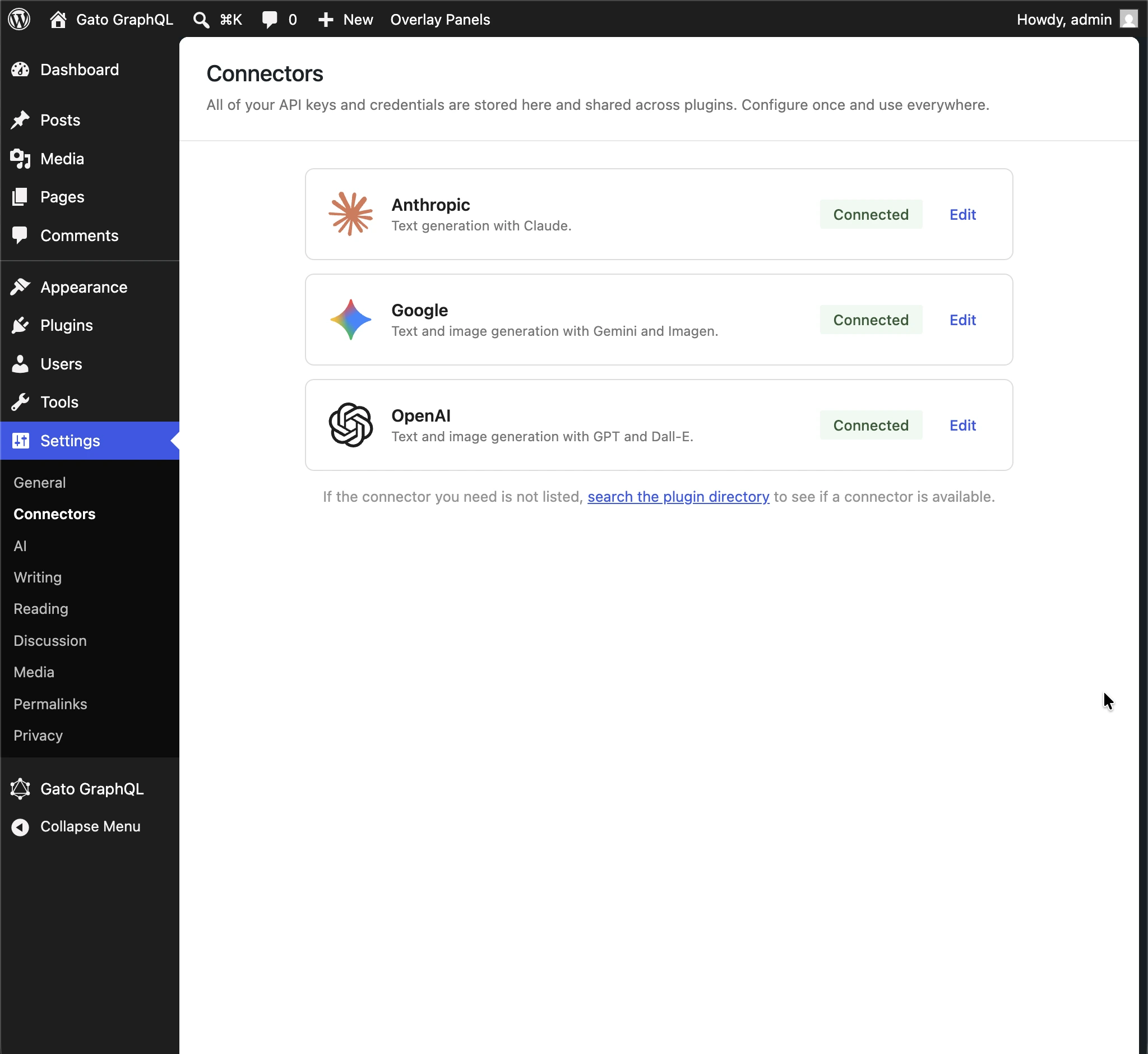 Klucz API jest pobierany z WordPress AI Connectors