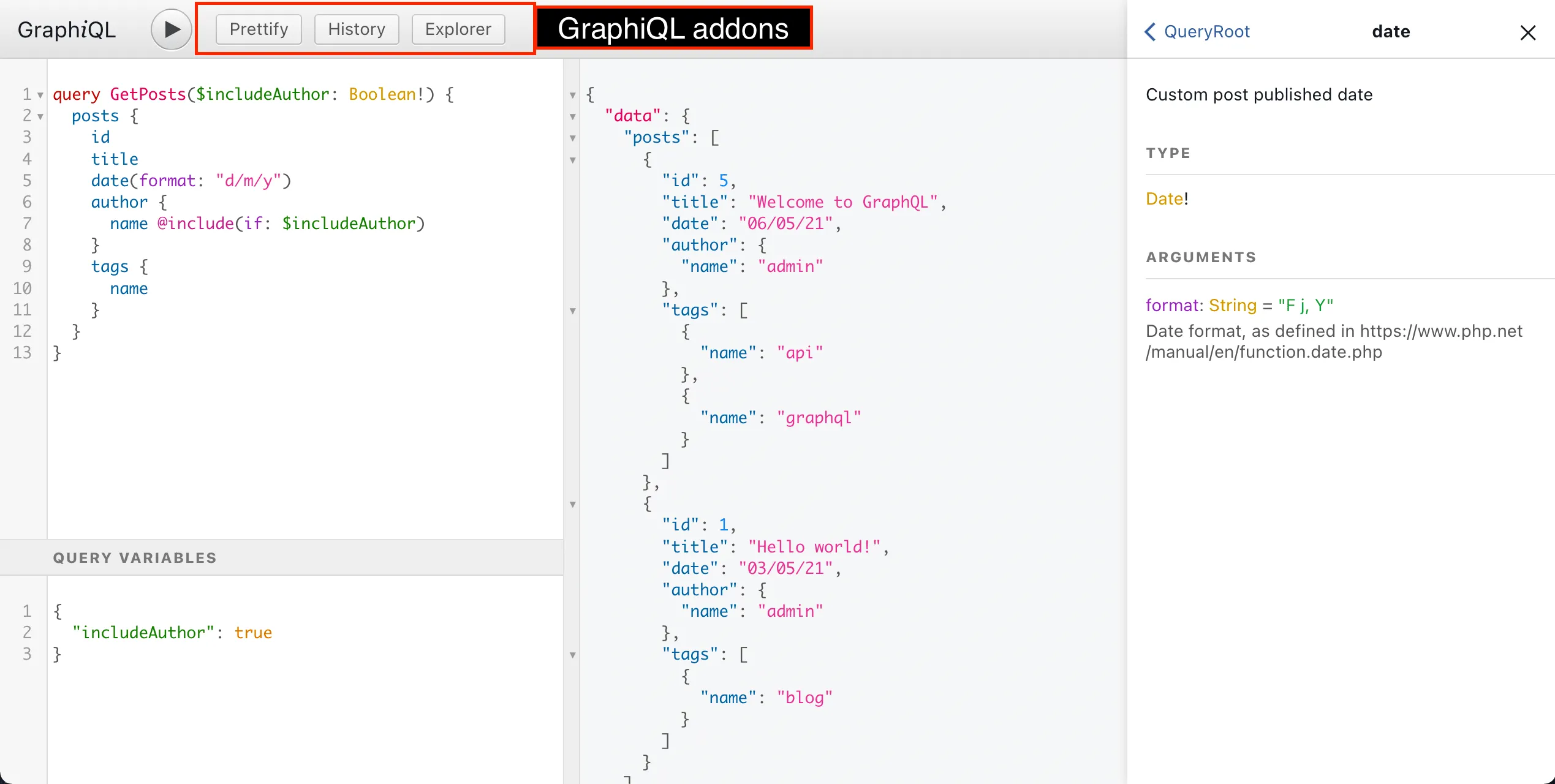 Dodatki GraphiQL Dodatki GraphiQL