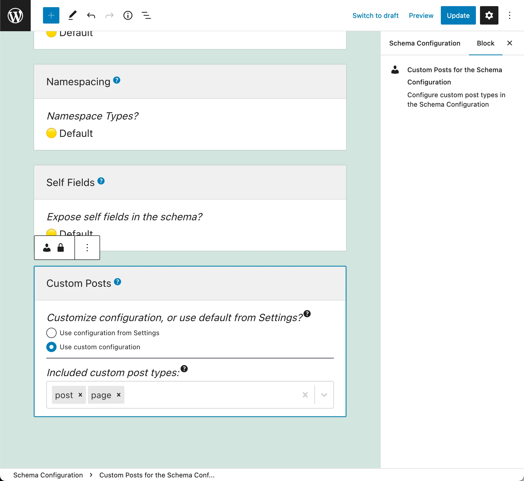 Wybieranie dozwolonych Custom Post Types w Konfiguracji Schema Wybieranie dozwolonych Custom Post Types w Konfiguracji Schema