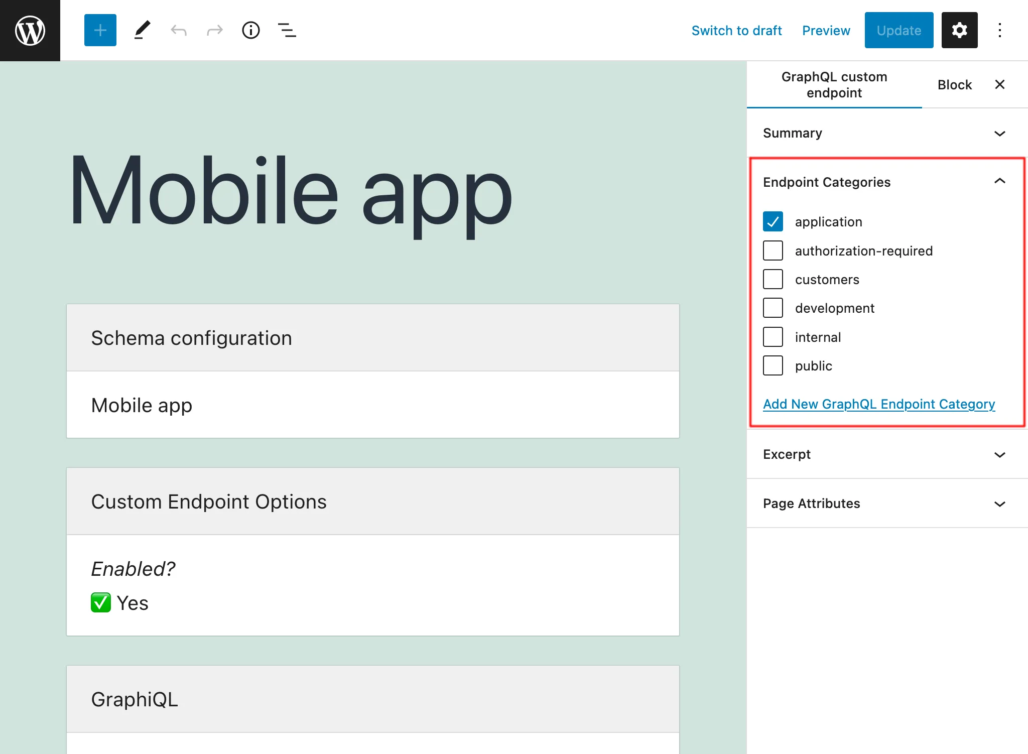 Kategorie endpointów podczas edycji Custom Endpoint Kategorie endpointów podczas edycji Custom Endpoint