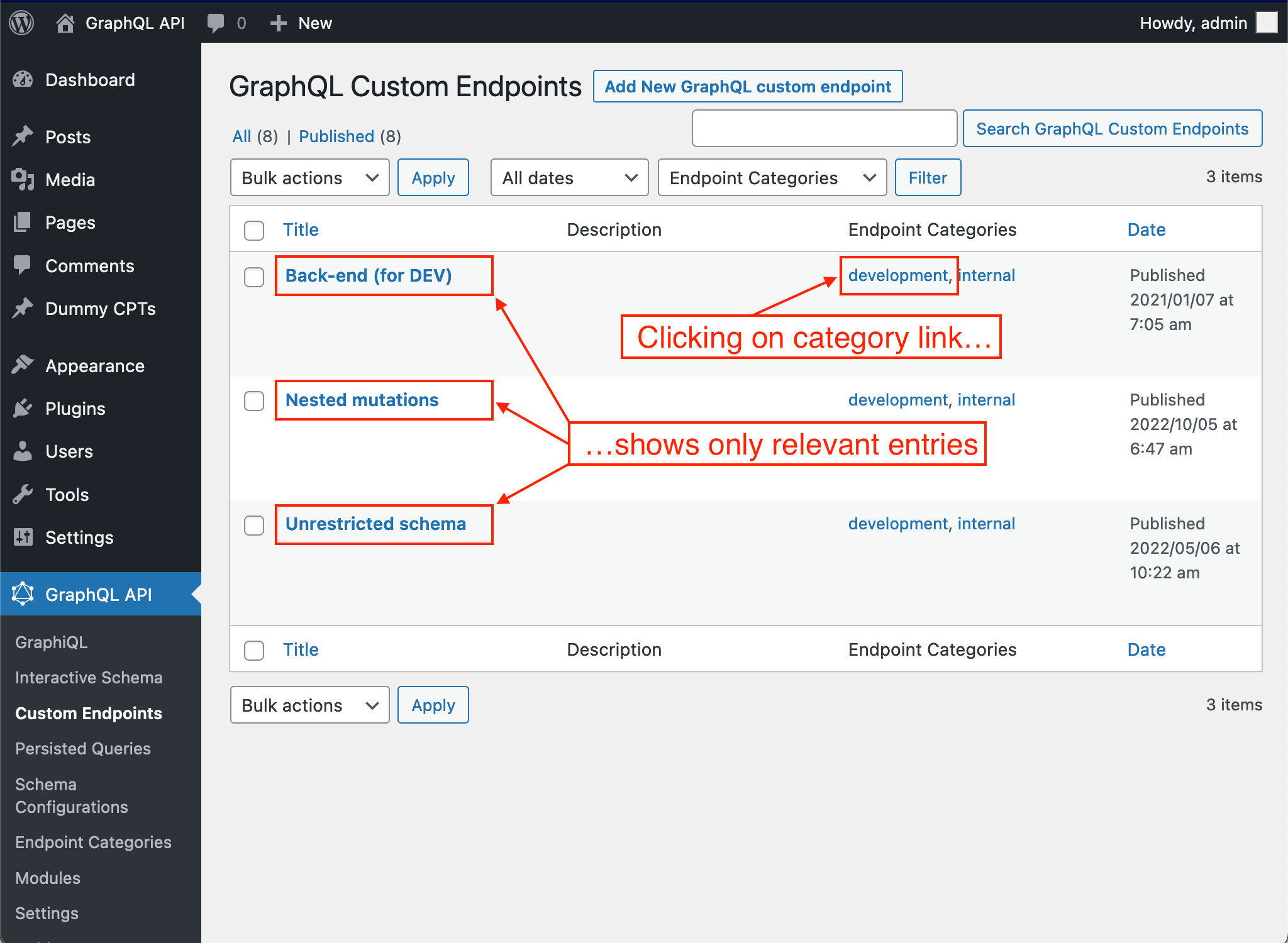 Filtrowanie Custom Endpoints według kategorii Filtrowanie Custom Endpoints według kategorii