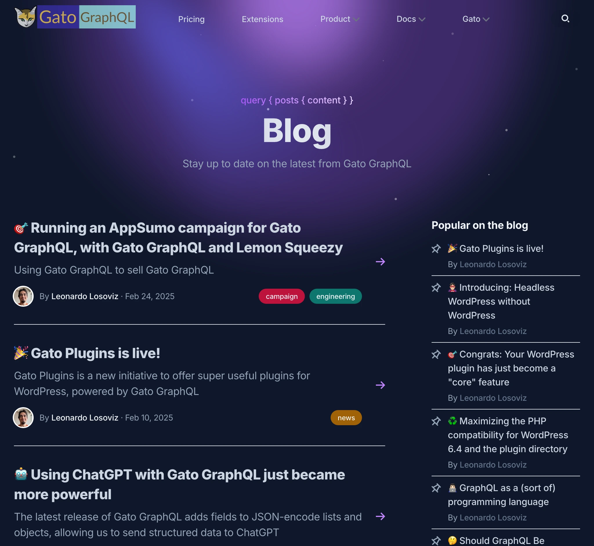 Sekcja bloga na gatographql.com