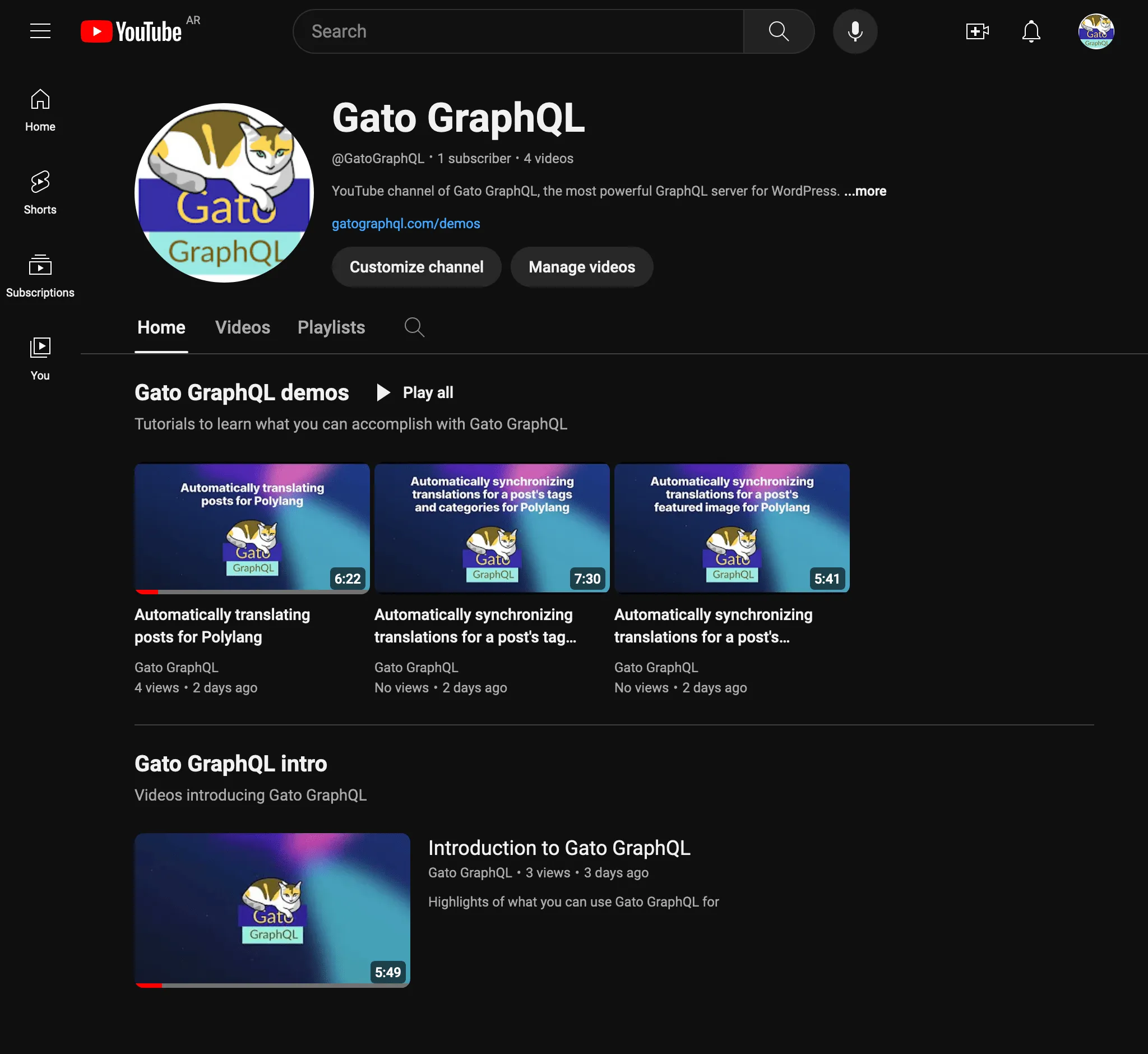 Kanał YouTube Gato GraphQL