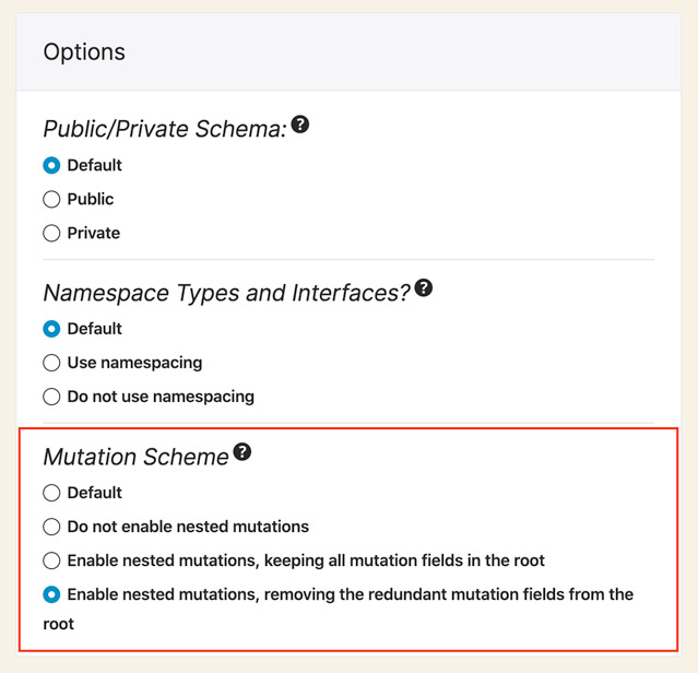Mutation scheme w Schema configuration