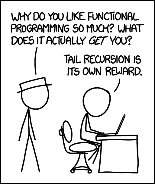 Rekurencje @ xkcd. Źródło obrazu: <a href='https://xkcd.com/1270/'>xkcd</a> Rekurencje @ xkcd